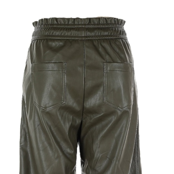 Suncoo Paris Pantalon Jimbo T4 XL Faux Leather Wide Leg Cropped Pants NWT Green - Picture 4 of 10